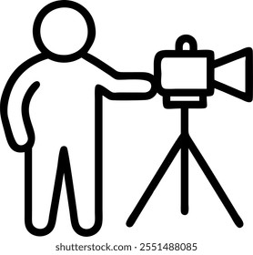 Person with Camera and Tripod for Photography Service concept as A person holding a camera and tripod set against a clean background offering ample space for text or graphics symbo