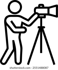 Person with Camera and Tripod for Photography Service concept as A person holding a camera and tripod set against a clean background offering ample space for text or graphics symbo