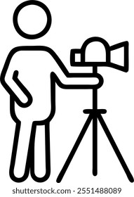 Person with Camera and Tripod for Photography Service concept as A person holding a camera and tripod set against a clean background offering ample space for text or graphics symbo