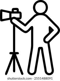 Person with Camera and Tripod for Photography Service concept as A person holding a camera and tripod set against a clean background offering ample space for text or graphics symbo