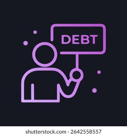 Person carries financial burden sign. Icon symbol illustration