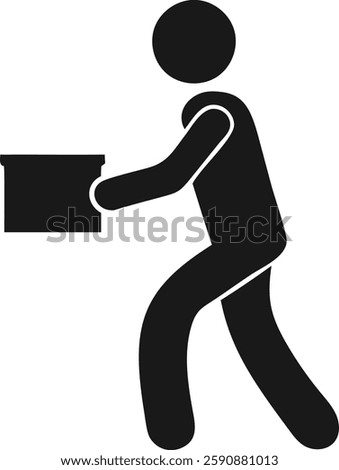 Person carrying a box, simple icon