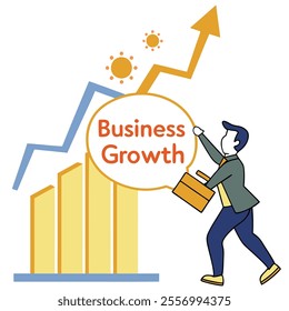 A person carrying a briefcase symbolizes business growth and progress.