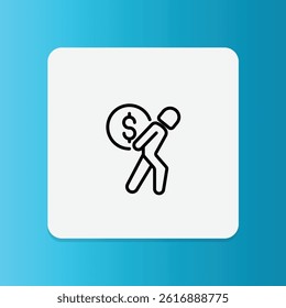 A person carrying a coin, symbolizing financial pressure or debt.