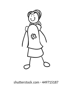 Person and cartoon concept represented by girl kid icon. Isolated and sketch illustration 