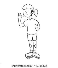 Person and cartoon concept represented by girl kid icon. Isolated and sketch illustration 