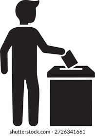 Pessoa jogando urna em uma caixa, simbolizando a democracia e a participação cívica isolada sobre fundo branco