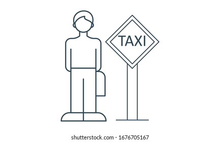 Person catching taxi vector icon on white background. Vector illustration
