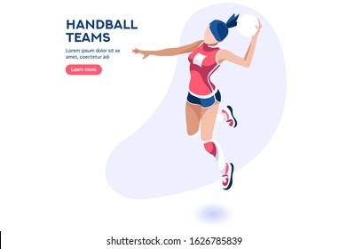 Person celebrate xxxii summer games athletics medal. Sportive people celebrating handball team. Handball player, athlete symbol on victory celebration. Sports cartoon symbolic flat vector illustration