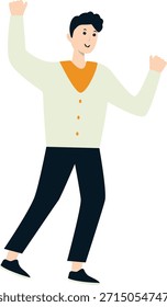 Persona que celebra el Nuevo año. Personaje de dibujos animados de Vector