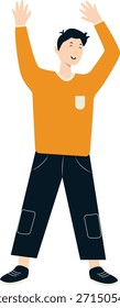 Person Celebrating New Year. Vector Cartoon Character