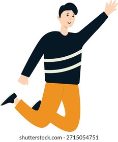 Person Celebrating New Year. Vector Cartoon Character