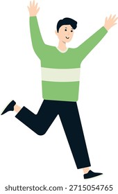 Persona que celebra el Nuevo año. Personaje de dibujos animados de Vector