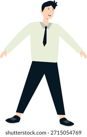 Person Celebrating New Year. Vector Cartoon Character