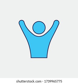 person celebrating vector icon with hands up in the air 