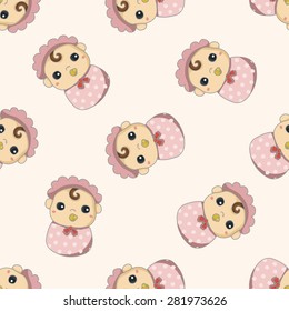 person character baby , cartoon seamless pattern background