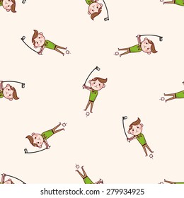 person character golfers , cartoon seamless pattern background