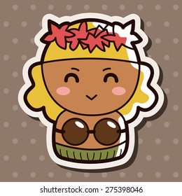 person character Hawaiian theme elements