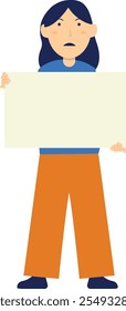 Personaje De La Persona Que Sostiene El Anuncio. Ilustración vectorial en diseño simple de dibujos animados.