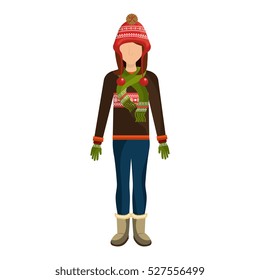 person character with winter clothes