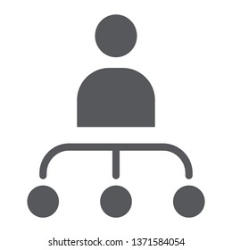 Person and chart glyph icon, worker and diagram, structure sign, vector graphics, a solid pattern on a white background, eps 10.