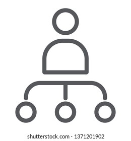 Person and chart line icon, worker and diagram, structure sign, vector graphics, a linear pattern on a white background, eps 10.