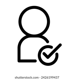 Person and check mark icon. Hiring icon. Vector.