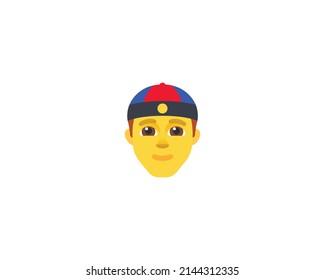 Person With Chinese Cap Vector Isolated Character. Skullcap Icon