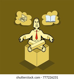 A person chooses between a Computer and a Book. Vector illustration