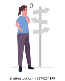 person choosing direction thinking illustration isolated