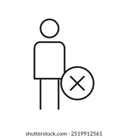 Círculo de la persona Cross Icon Design. Icono de línea negra.