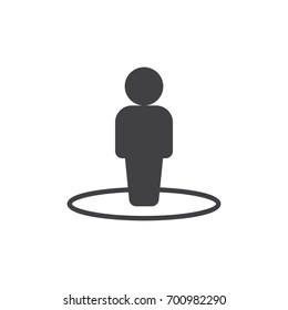 Person in circle icon vector, filled flat sign, solid pictogram isolated on white. Street view symbol, logo illustration. Pixel perfect vector graphics