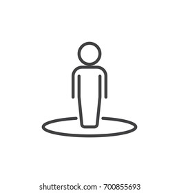 Person in circle line icon, outline vector sign, linear style pictogram isolated on white. Street view symbol, logo illustration. Editable stroke. Pixel perfect vector graphics