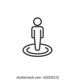 Person in circle, Street view outline icon, line vector sign, linear style pictogram isolated on white. Symbol, logo illustration. Editable stroke. Pixel perfect