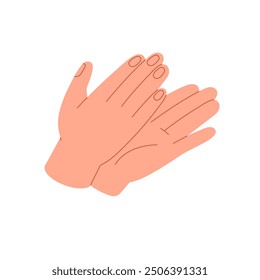 Person clapping, applauding with palms. Human hands applause, show support. Character celebrates success. Spectator greeting, cheers, ovation. Flat isolated vector illustration on white background