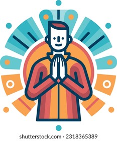 Person clapping hand during a live performance, such as a concert, theater show, or sporting event. Person thankful or pray