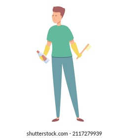 Person cleaner icon cartoon vector. Domestic company. Service janitor
