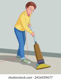 Person cleaning the floor with vacuum cleaner