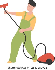 Person Cleaning Illustration with Simple Cartoon Design. Flat Vector Character