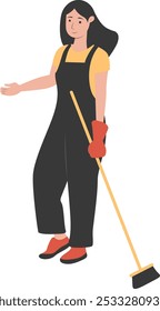 Person Cleaning Illustration with Simple Cartoon Design. Flat Vector Character