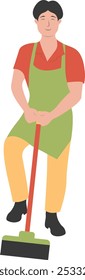 Person Cleaning Illustration with Simple Cartoon Design. Flat Vector Character