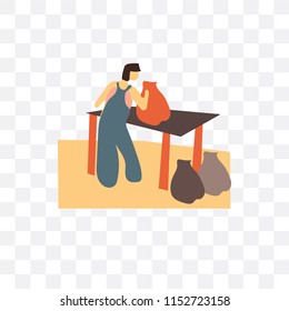 Person Cleaning trash vector icon isolated on transparent background, Person Cleaning trash logo concept