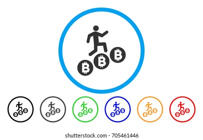 Person Climb Bitcoins flat vector illustration for application and web design.