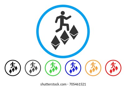 Person Climb Ethereum flat vector pictograph for application and web design.