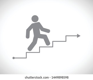 person climbing arrow stairs icon