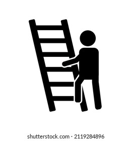Person Climbing Ladder Icon Vector Illustration Stock Vector (Royalty ...