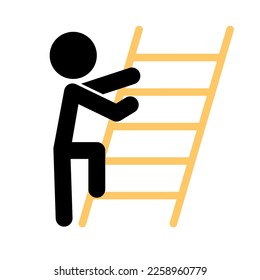 Person climbing a ladder icon. Vector.