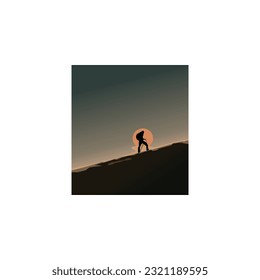 person climbing up the mountain. vector illustration