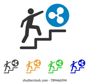 Person Climbing To Ripple icon. Vector illustration style is a flat iconic person climbing to ripple symbol with grey, yellow, green, blue color variants. Designed for web and software interfaces.