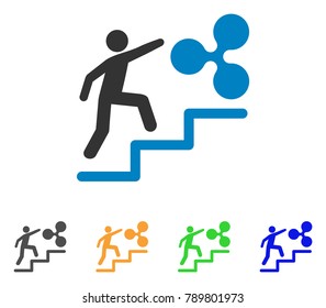 Person Climbing To Ripple icon. Vector illustration style is a flat iconic person climbing to ripple symbol with gray, yellow, green, blue color variants. Designed for web and software interfaces.